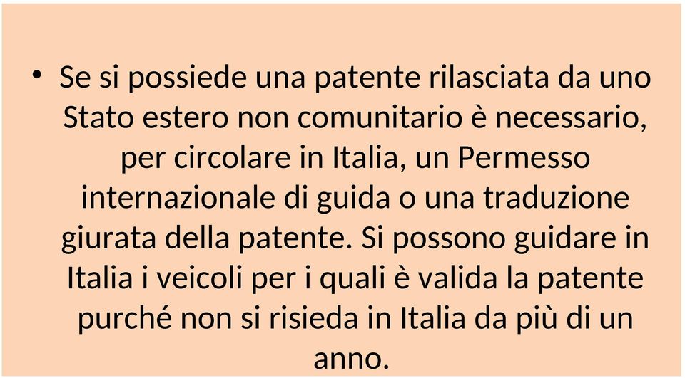 una traduzione giurata della patente.