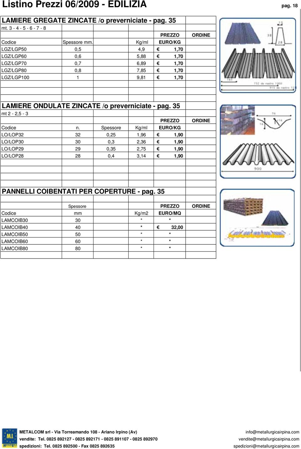 /o preverniciate - pag. 35 mt 2-2,5-3 Codice n.