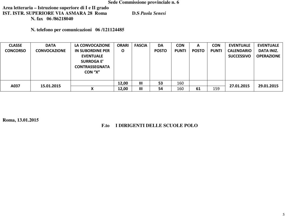 telefono per comunicazioni 06 /121124485 CORSO VOCAZIONE LA VOCAZIONE IN SUBORDINE PER TRASSEGNATA X