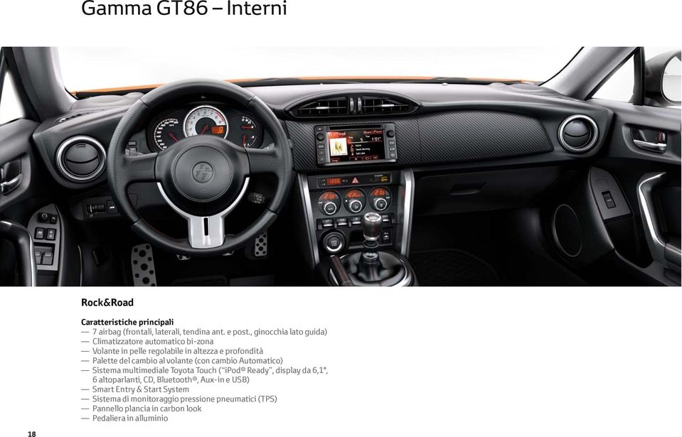 al volante (con cambio Automatico) Sistema multimediale Toyota Touch ( ipod Ready, display da 6,1", 6 altoparlanti, CD,