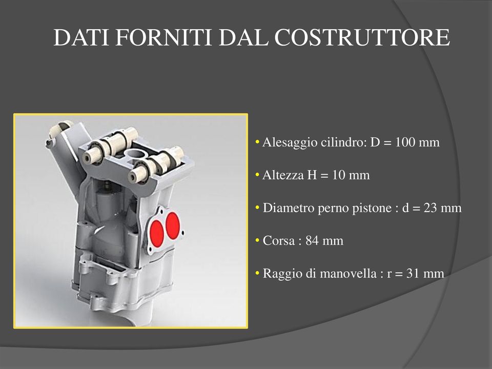 Diametro perno pistone : d = 23 mm