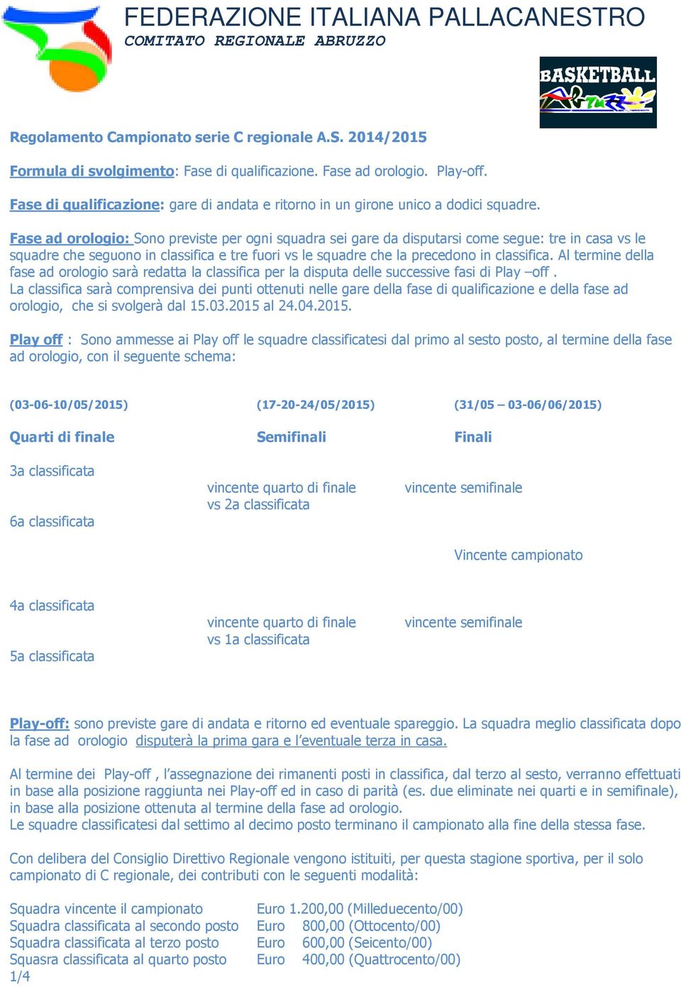 Fase ad orologio: Sono previste per ogni squadra sei gare da disputarsi come segue: tre in casa vs le squadre che seguono in classifica e tre fuori vs le squadre che la precedono in classifica.