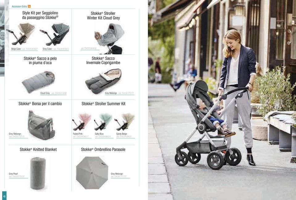 7040352215090 Grey Melange - cod. 7040351773171 Stokke Borsa per il cambio Stokke Stroller Summer Kit Grey Melange cod. 7040351770170 Faded Pink cod.