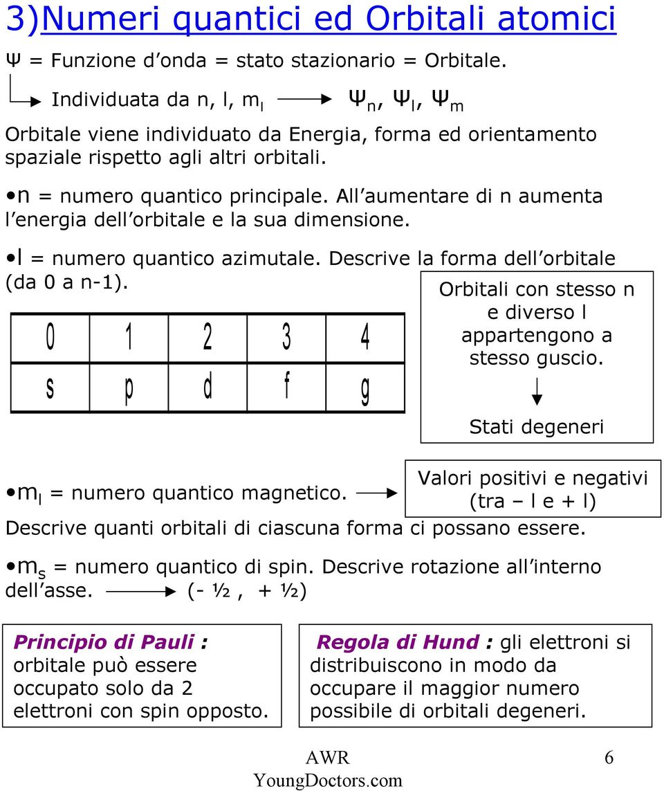 All aumentare di n aumenta l energia dell orbitale e la sua dimensione. l = numero quantico azimutale. Descrive la forma dell orbitale (da 0 a n-1).