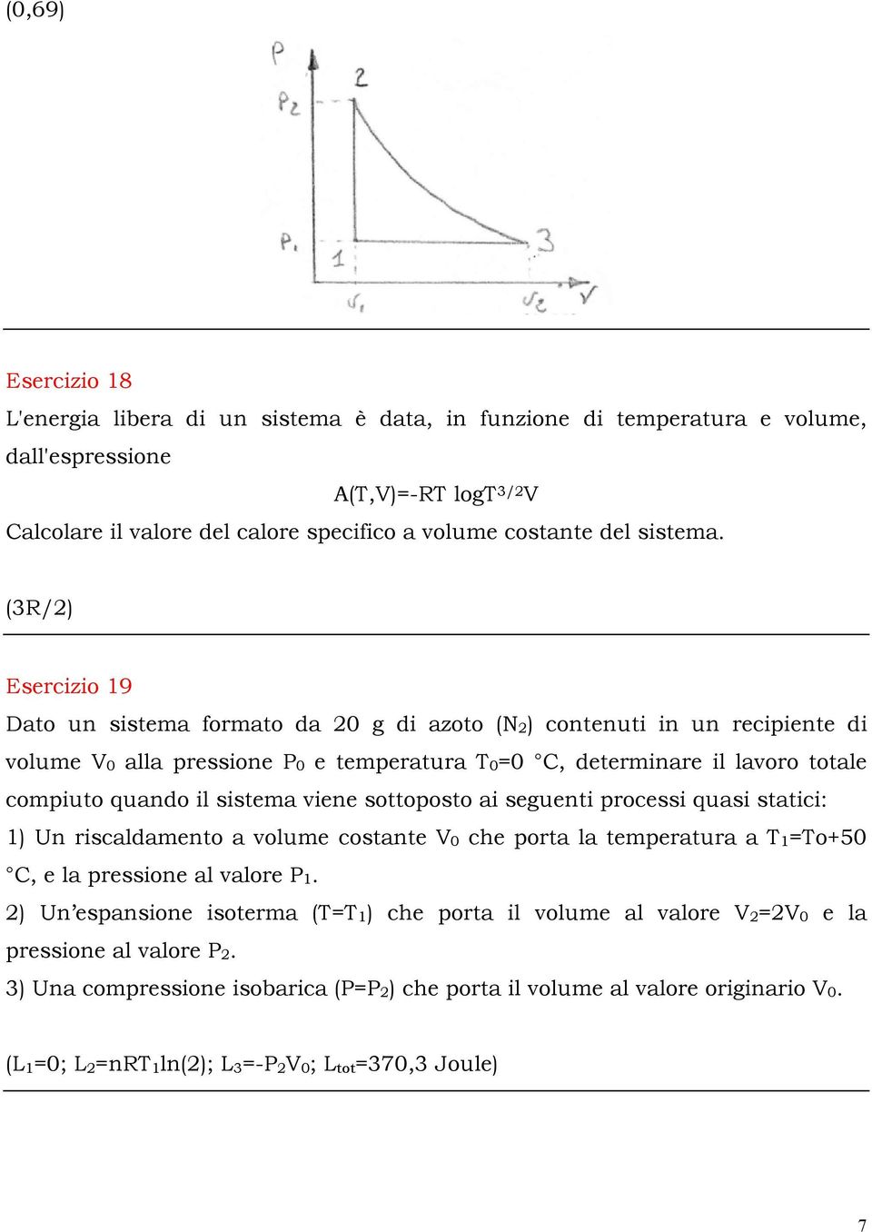 (3R/2) Esercizio 19 Dato un sistema formato da 20 g di azoto (N 2 ) contenuti in un recipiente di volume V 0 alla pressione P 0 e temperatura T 0 =0 C, determinare il lavoro totale compiuto quando il