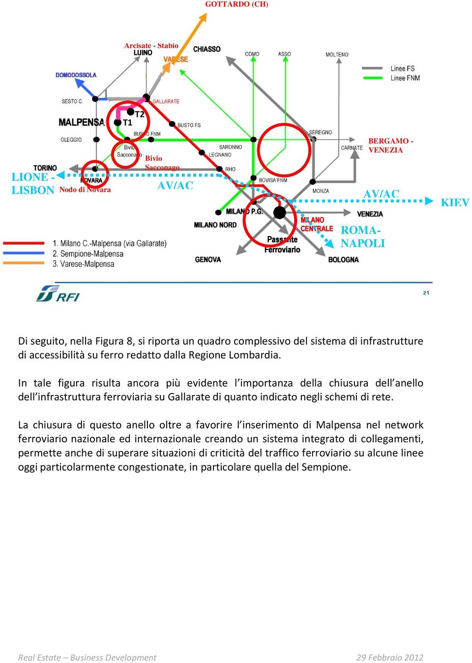 In tale figura risulta ancora più evidente l importanza della chiusura dell anello dell infrastruttura ferroviaria su Gallarate di quanto indicato negli schemi di rete.