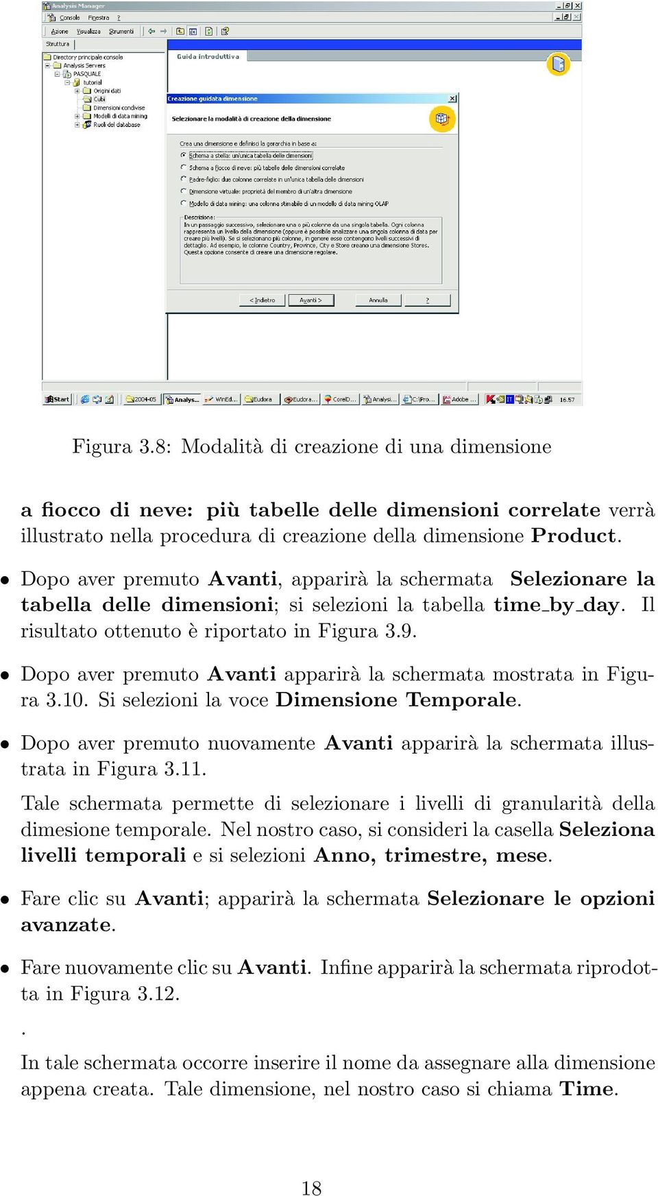 Dopo aver premuto Avanti apparirà la schermata mostrata in Figura 3.10. Si selezioni la voce Dimensione Temporale. Dopo aver premuto nuovamente Avanti apparirà la schermata illustrata in Figura 3.11.