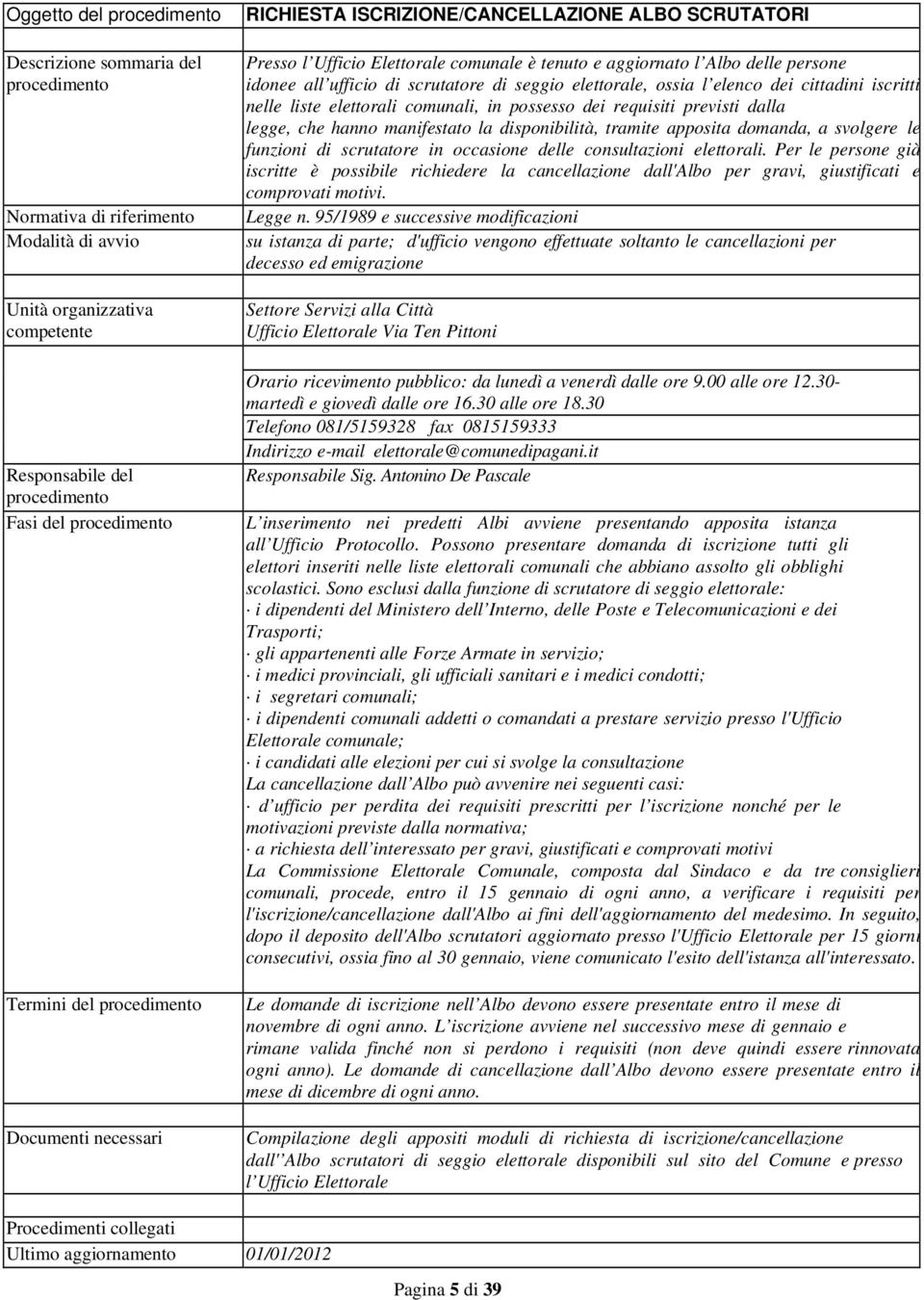 domanda, a svolgere le funzioni di scrutatore in occasione delle consultazioni elettorali.