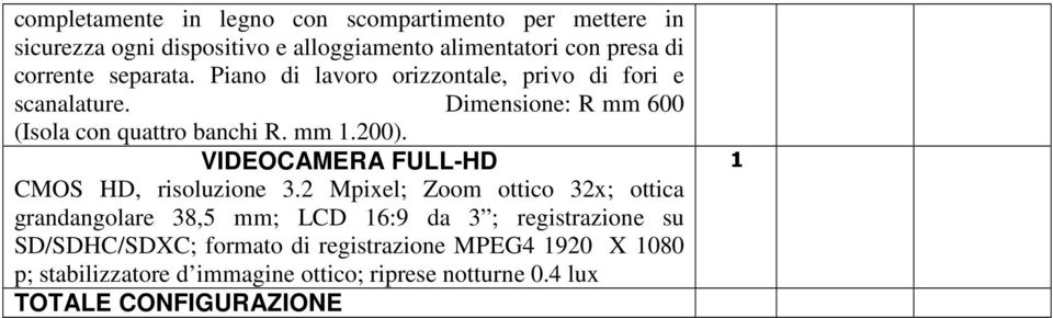 VIDEOCAMERA FULL-HD CMOS HD, risoluzione 3.