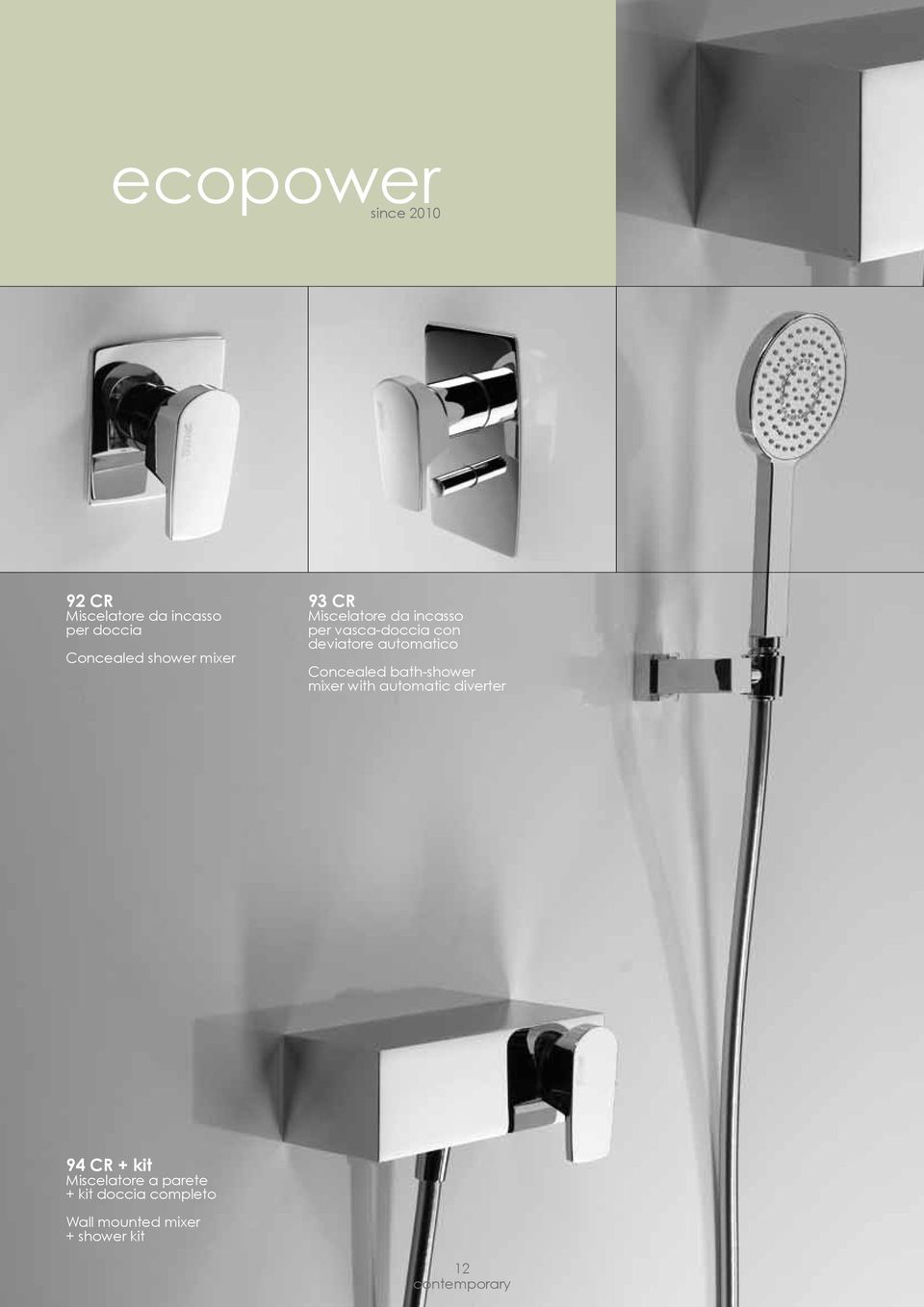 automatico Concealed bath-shower mixer with automatic diverter 94 CR +