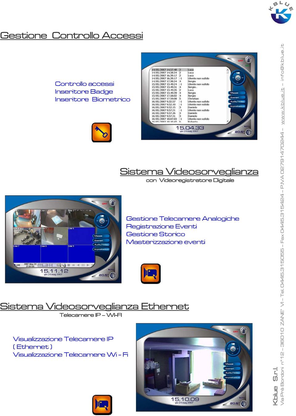 Registrazione Eventi Gestione Storico Masterizzazione eventi Sistema Videosorveglianza