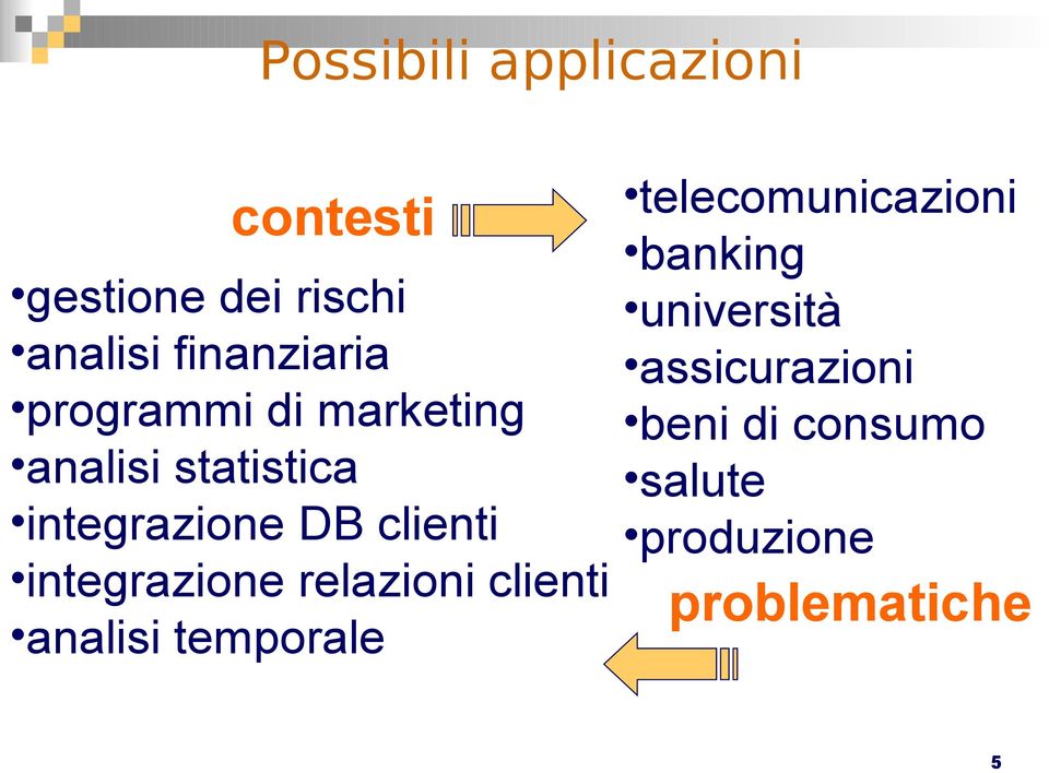 integrazione relazioni clienti analisi temporale telecomunicazioni