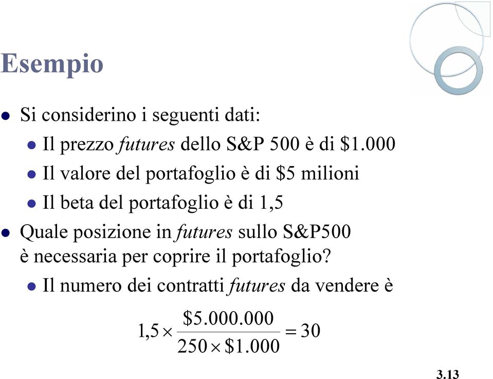Quale posizione in futures sullo S&P500 è necessaria per coprire il portafoglio?