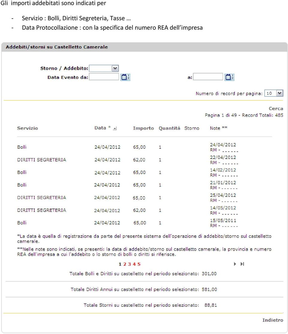 Segreteria, Tasse - Data