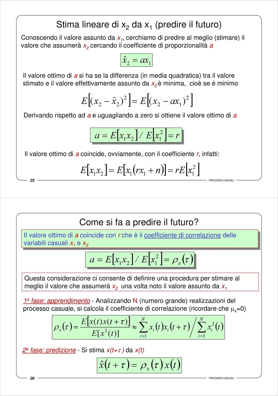 E Il valore omo d a concde, ovvamene, con l coeffcene r, nfa: [ ] E ( r + n) [ ] re[ ] E 5 POCESSI CASUALI Come s fa a predre l fuuro?