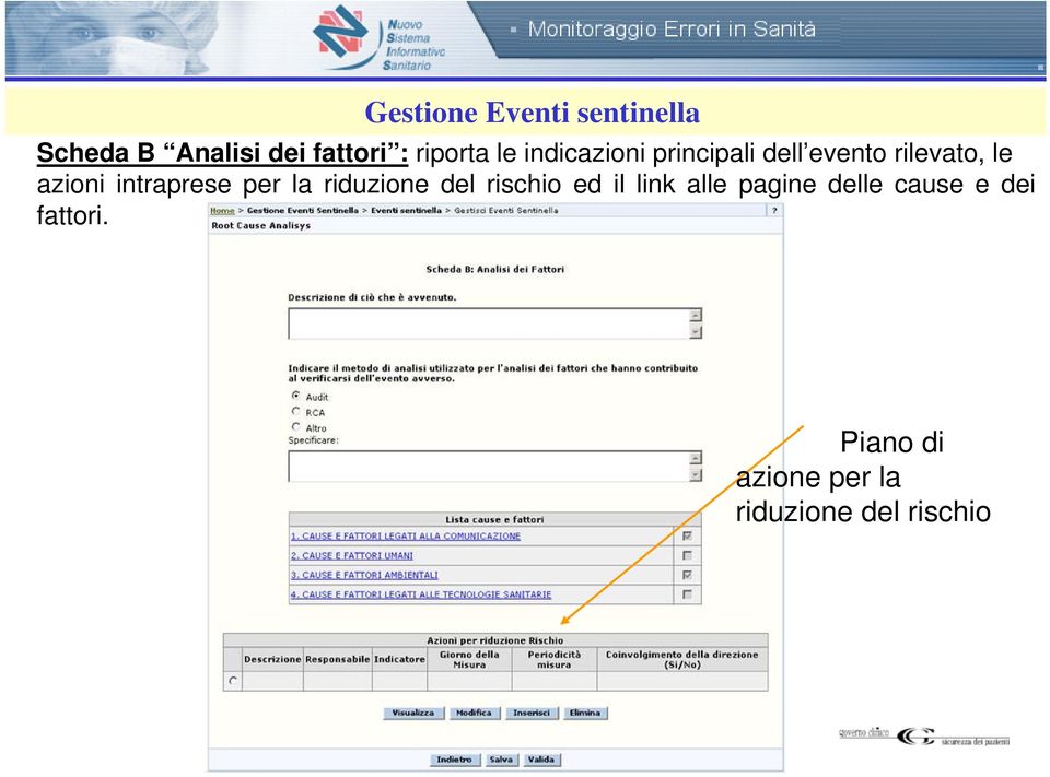 azioni intraprese per la riduzione del rischio ed il link alle