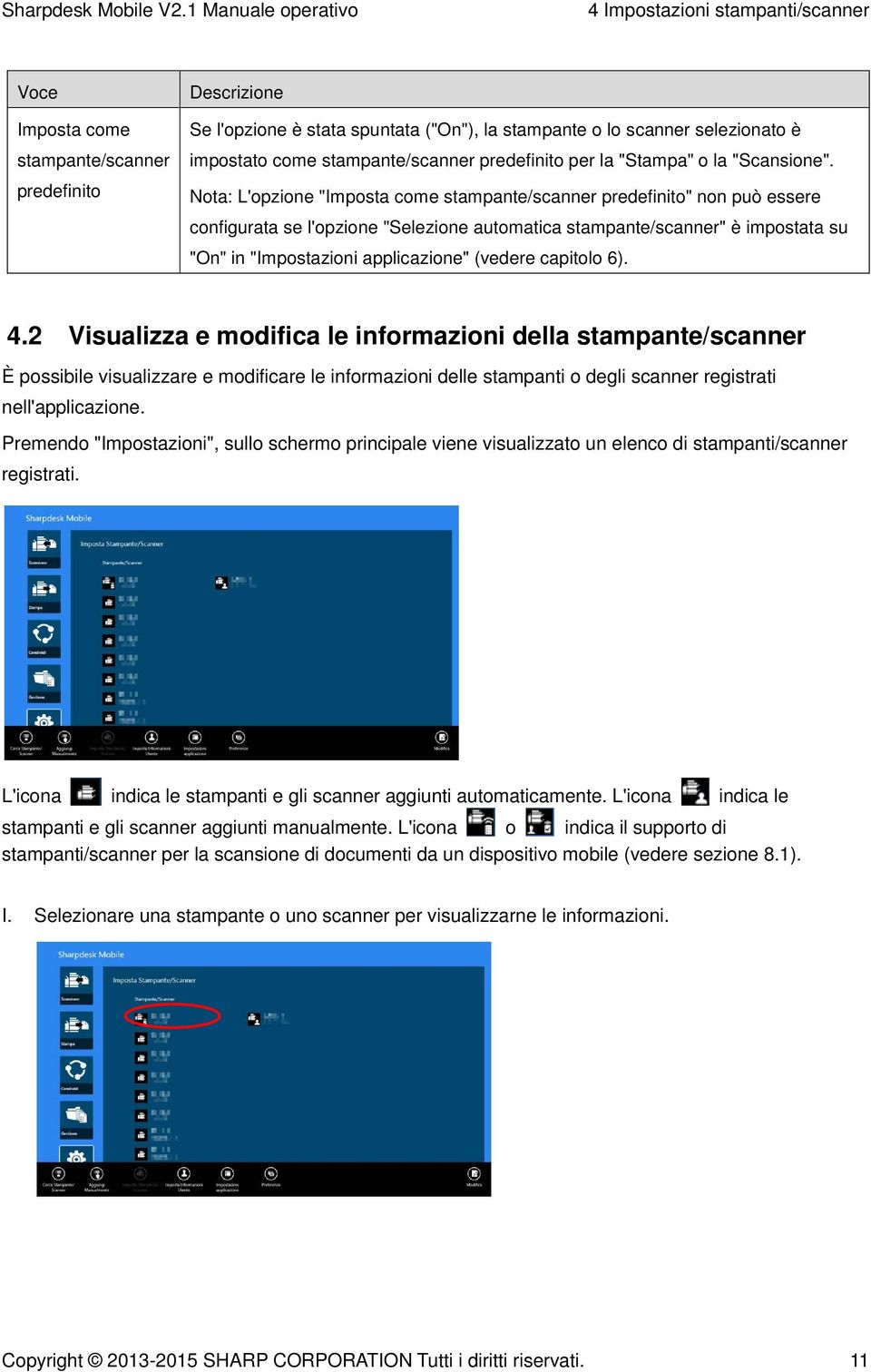 Nota: L'opzione "Imposta come stampante/scanner predefinito" non può essere configurata se l'opzione "Selezione automatica stampante/scanner" è impostata su "On" in "Impostazioni applicazione"