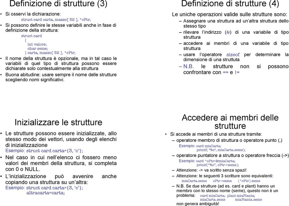 scegliendo nomi significativi.