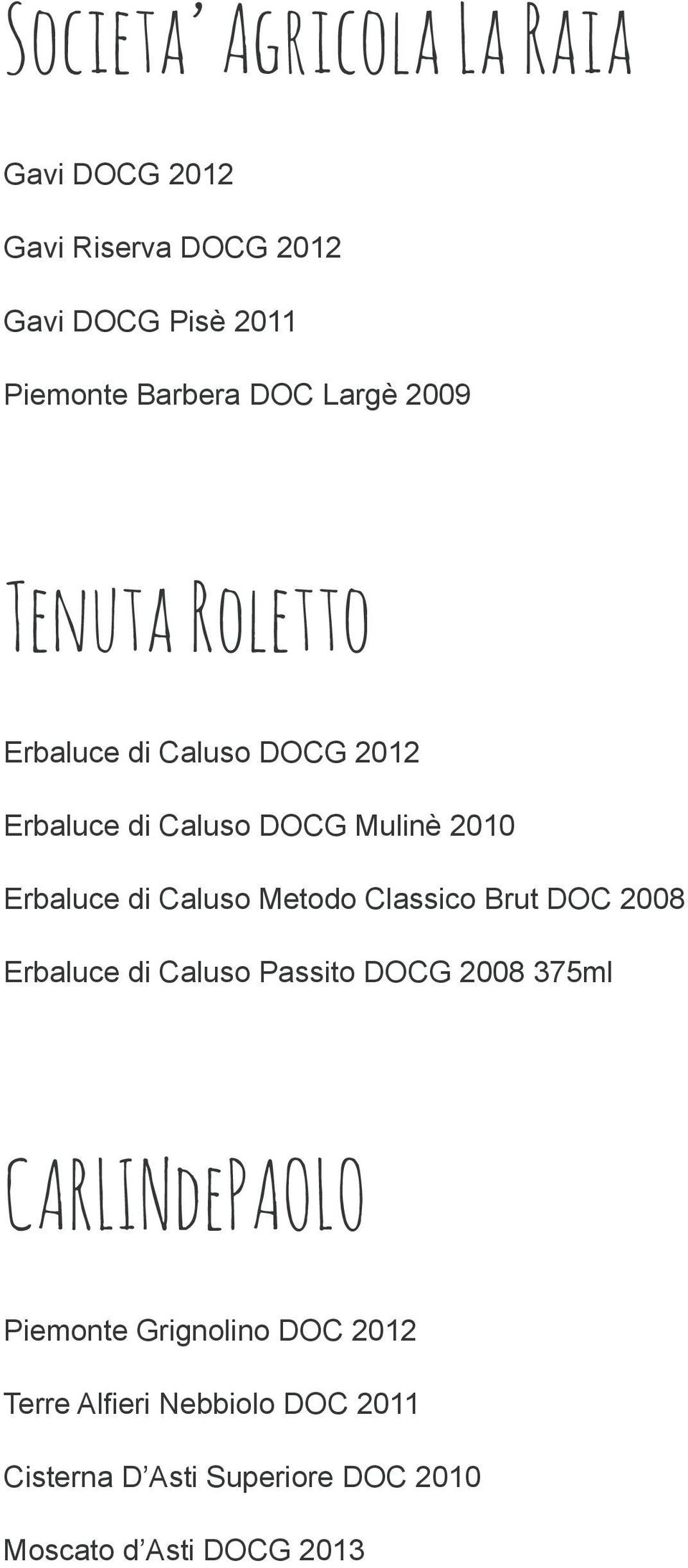 Caluso Metodo Classico Brut DOC 2008 Erbaluce di Caluso Passito DOCG 2008 375ml CARLINdePAOLO Piemonte