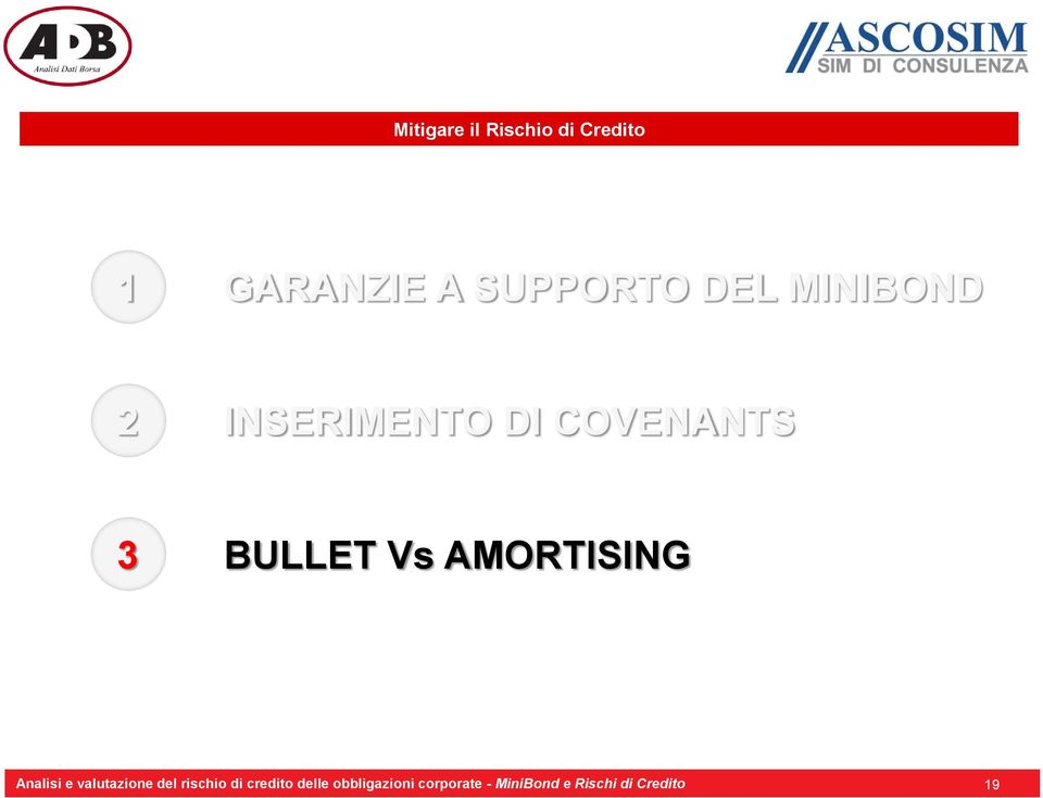 AMORTISING Analisi e valutazione del rischio di credito