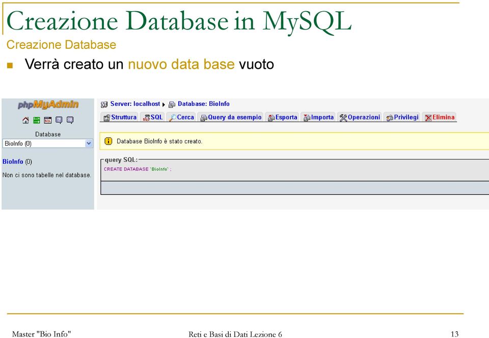 Database Verrà creato