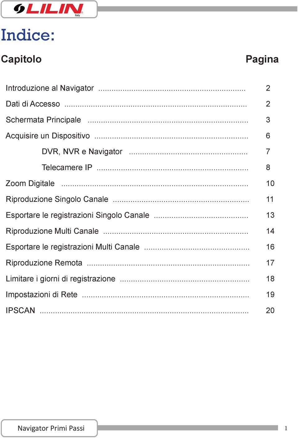 .. 10 Riproduzione Singolo Canale... 11 Esportare le registrazioni Singolo Canale... 13 Riproduzione Multi Canale.