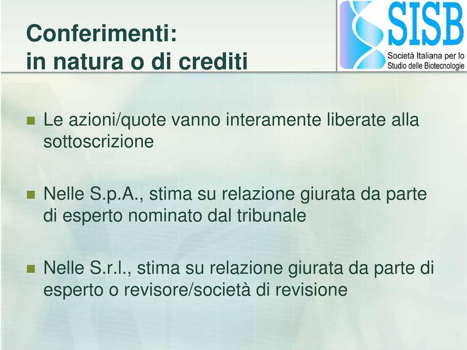 , stima su relazione giurata da parte di esperto nominato dal