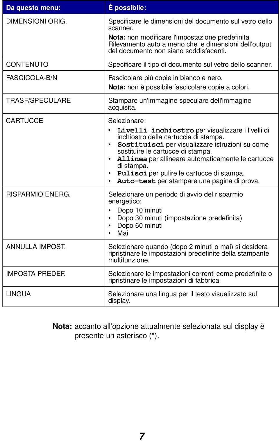 Nota: non modificare l'impostazione predefinita Rilevamento auto a meno che le dimensioni dell'output del documento non siano soddisfacenti. Specificare il tipo di documento sul vetro dello scanner.