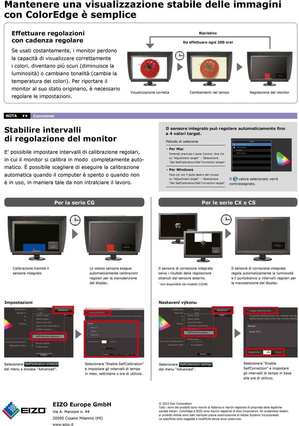 Per riportare il monitor al suo stato originario, è necessario regolare le impostazioni. Visualizzazione corretta Cambiamenti nel tempo Regolazione del monitor NOTA Conviene!