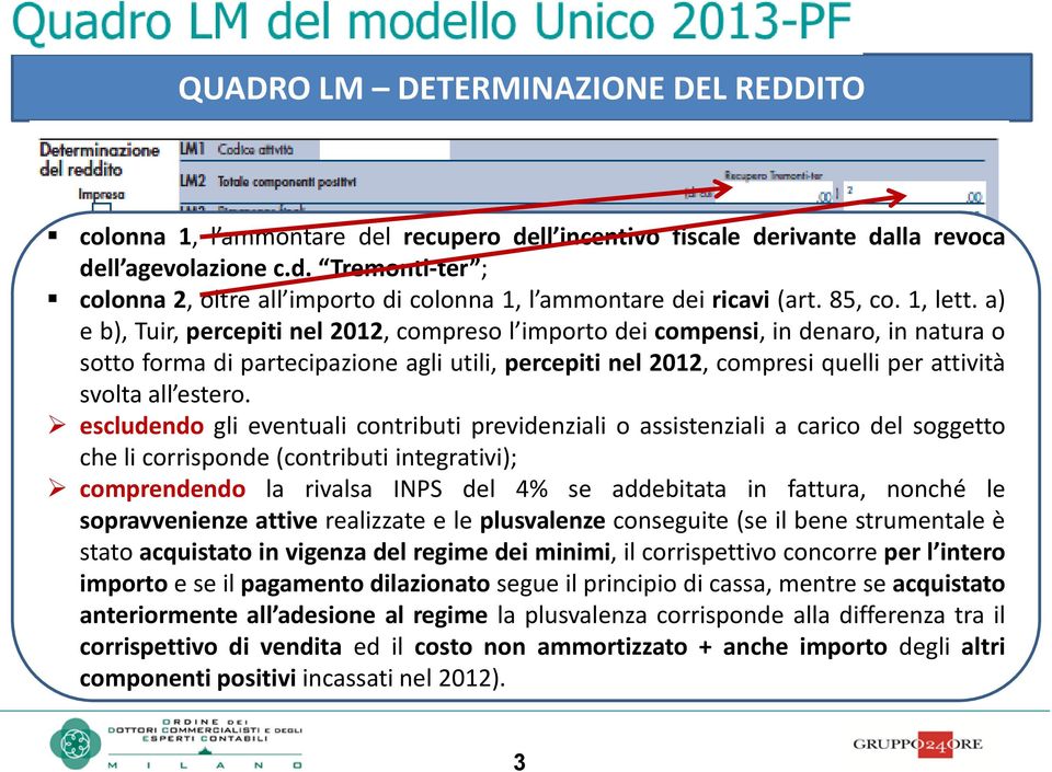 a) e b), Tuir, percepiti nel 2012, compreso l importo dei compensi, in denaro, in natura o sotto forma di partecipazione agli utili, percepiti nel 2012, compresi quelli per attività svolta all estero.