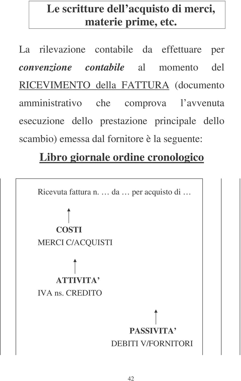 (documento amministrativo che comprova l avvenuta esecuzione dello prestazione principale dello scambio)