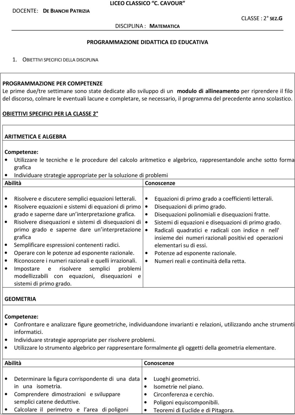 colmare le eventuali lacune e completare, se necessario, il programma del precedente anno scolastico.