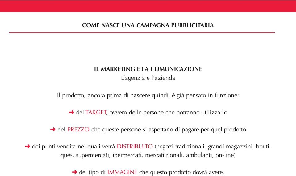 persone si aspettano di pagare per quel prodotto dei punti vendita nei quali verrà DISTRIBUITO (negozi tradizionali, grandi