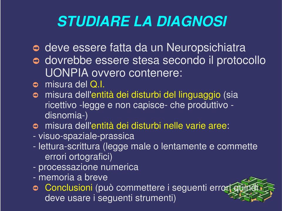 misura dell'entità dei disturbi del linguaggio (sia ricettivo -legge e non capisce- che produttivo - disnomia-) misura dell'entità dei