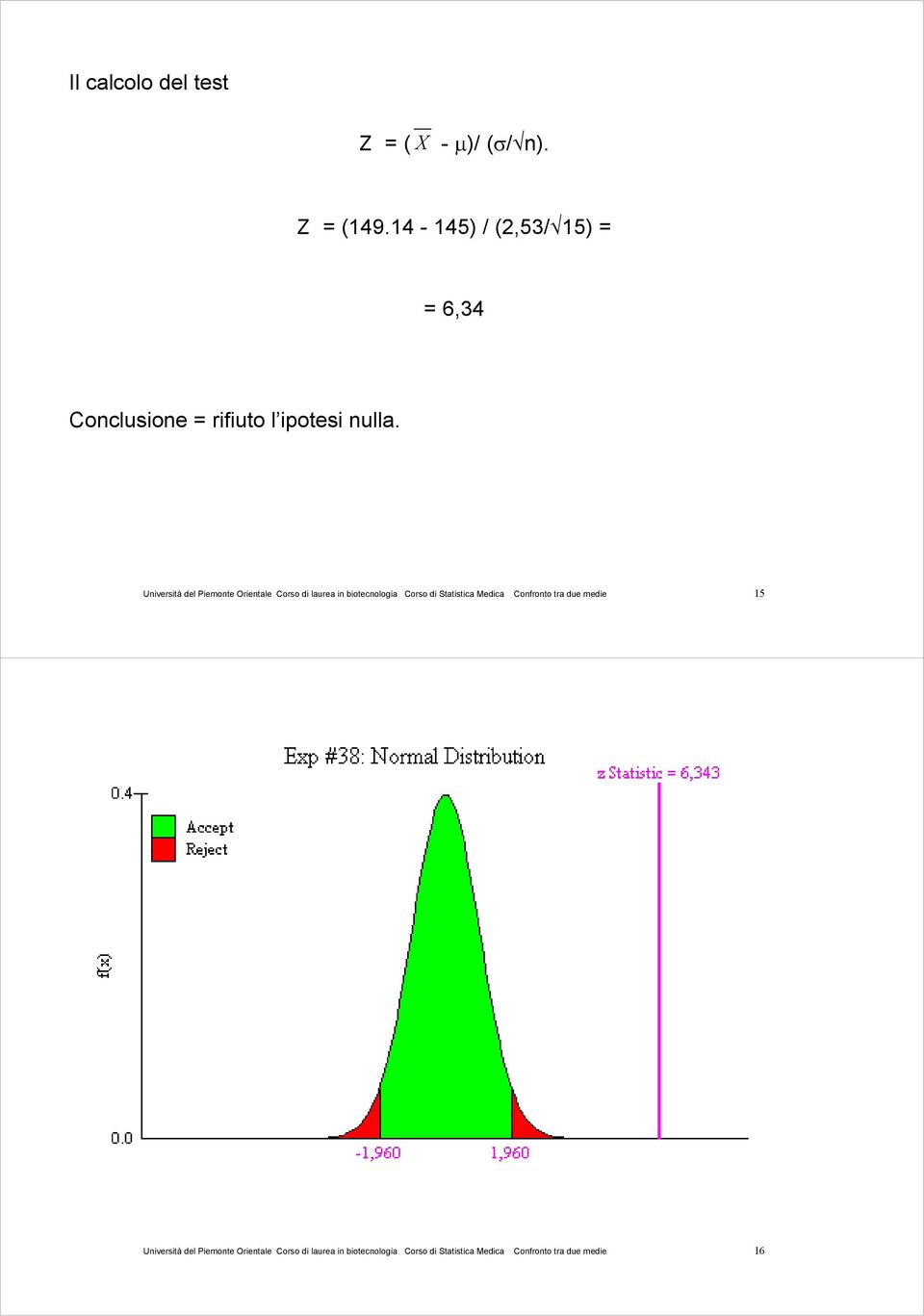 Università del Piemonte Orientale Corso di laurea in biotecnologia Corso di Statistica