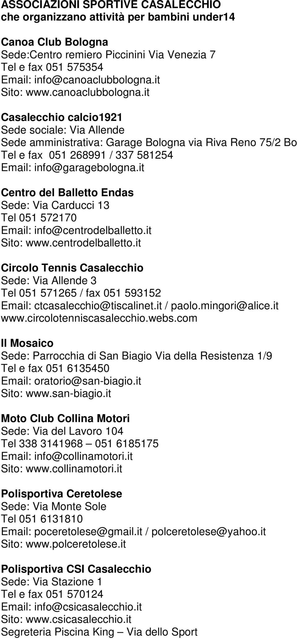 it Centro del Balletto Endas Sede: Via Carducci 13 Tel 051 572170 Email: info@centrodelballetto.