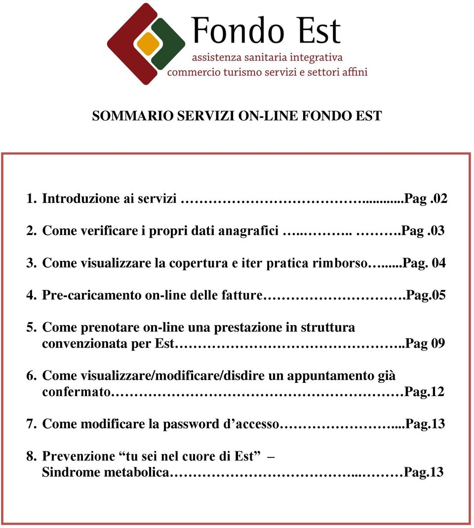 Come prenotare on-line una prestazione in struttura convenzionata per Est..Pag 09 6.