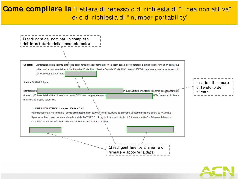 completo dell'intestatario della linea telefonica Inserisci il numero di