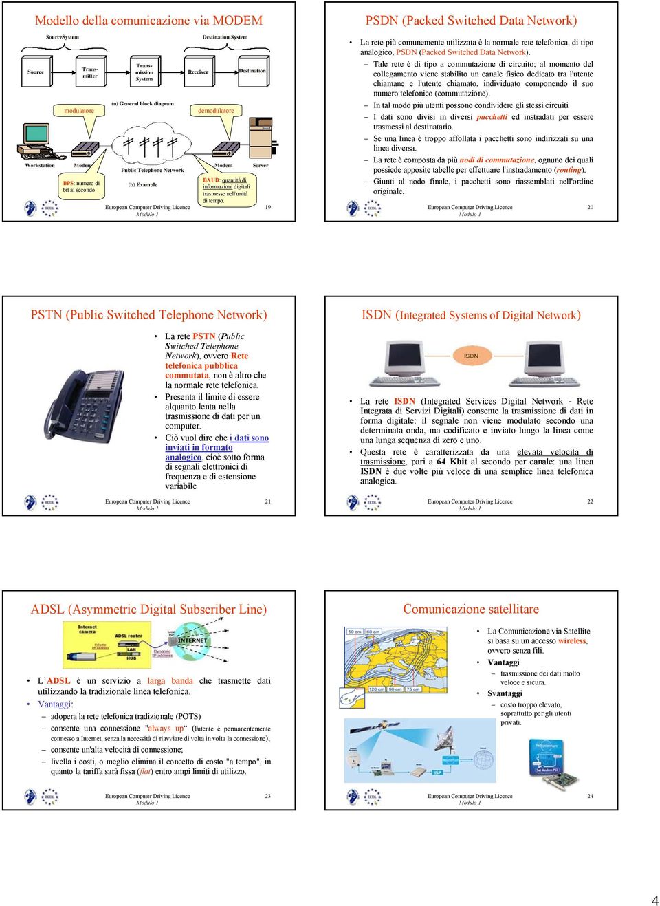 Tale rete è di tipo a commutazione di circuito; al momento del collegamento viene stabilito un canale fisico dedicato tra l'utente chiamane e l'utente chiamato, individuato componendo il suo numero