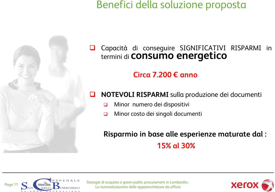 200 anno NOTEVOLI RISPARMI sulla produzione dei documenti Minor numero dei