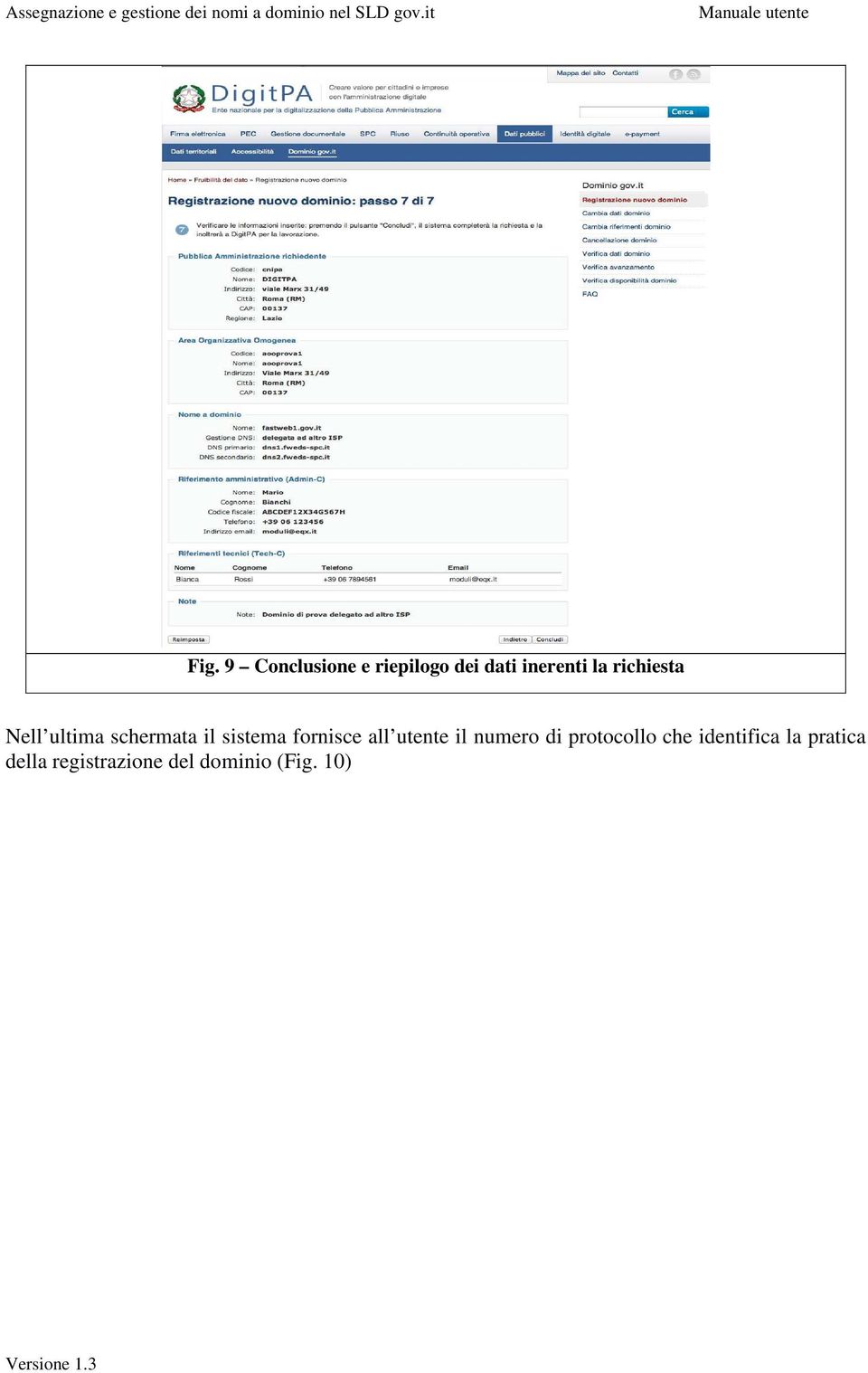 all utente il numero di protocollo che identifica