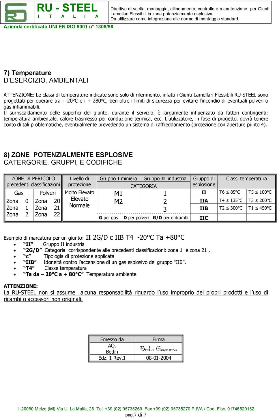 Il surriscaldamento delle superfici del giunto, durante il servizio, è largamente influenzato da fattori contingenti: temperatura ambientale, calore trasmesso per conduzione termica, ecc.