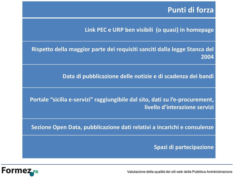 bandi Portale sicilia e-servizi raggiungibile dal sito, dati su l e-procurement, livello d