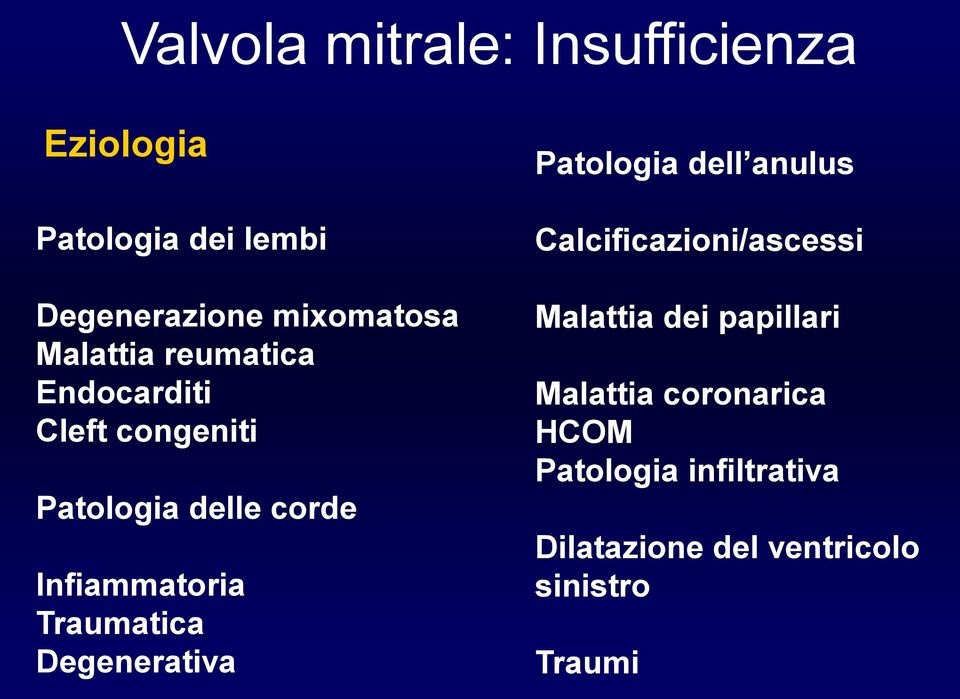 Traumatica Degenerativa Patologia dell anulus Calcificazioni/ascessi Malattia dei