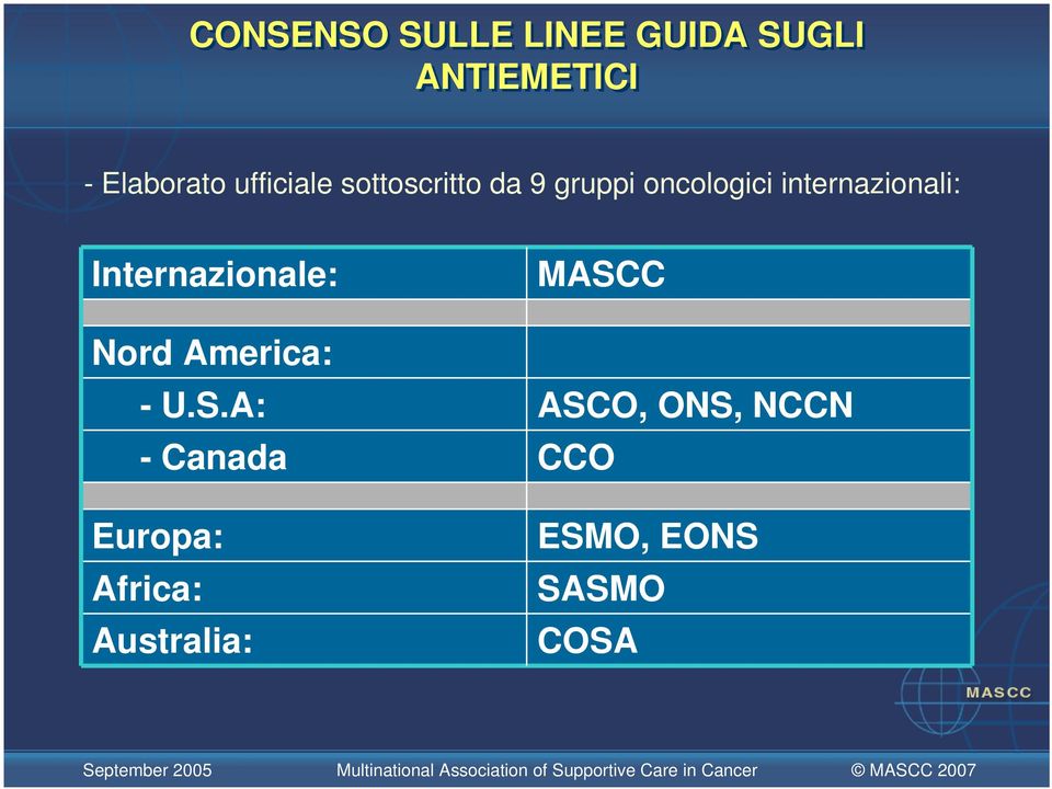 internazionali: Internazionale: MASC