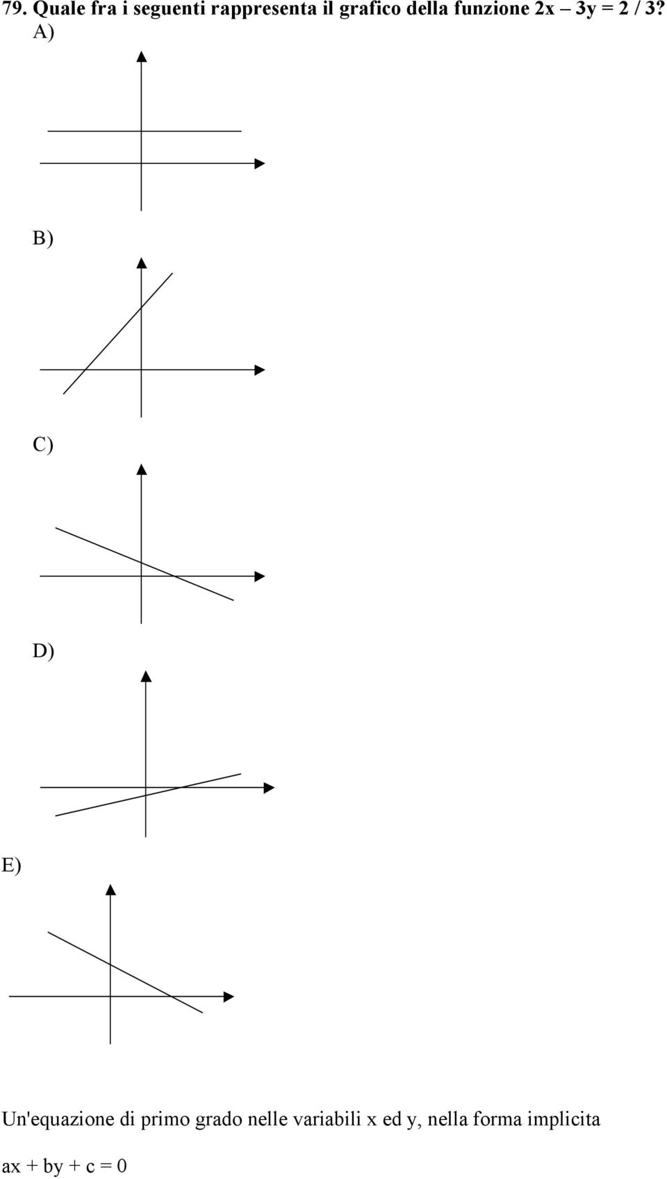A) B) C) D) E) Un'equazione di primo grado