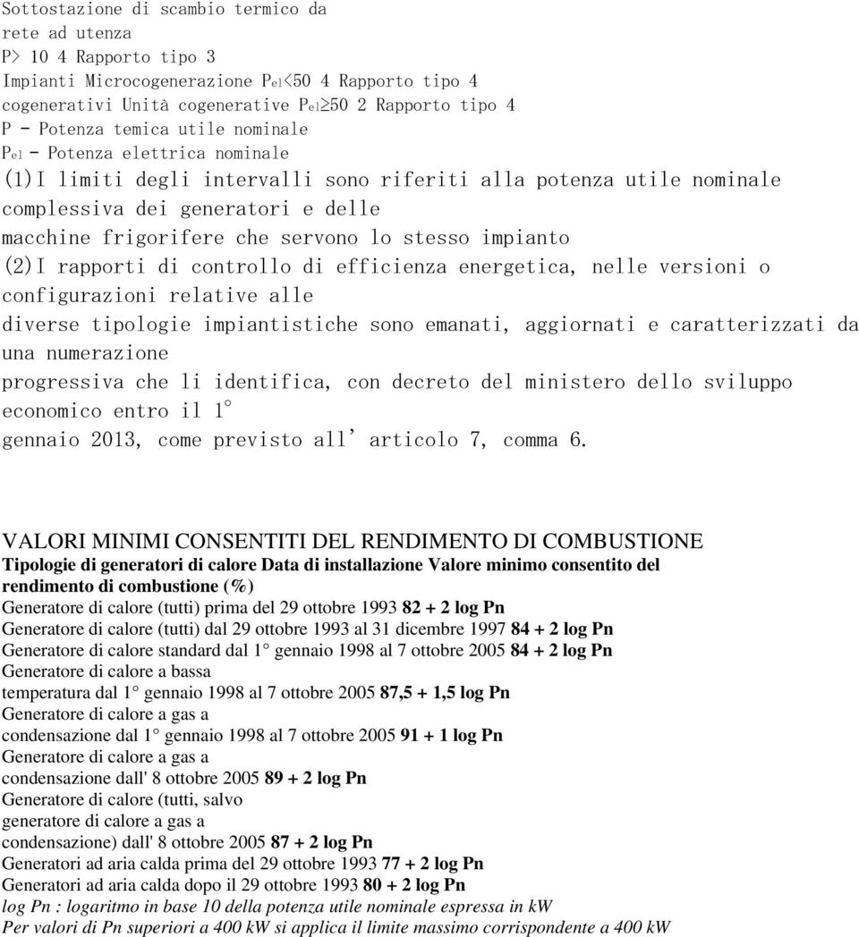 stesso impianto (2)I rapporti di controllo di efficienza energetica, nelle versioni o configurazioni relative alle diverse tipologie impiantistiche sono emanati, aggiornati e caratterizzati da una