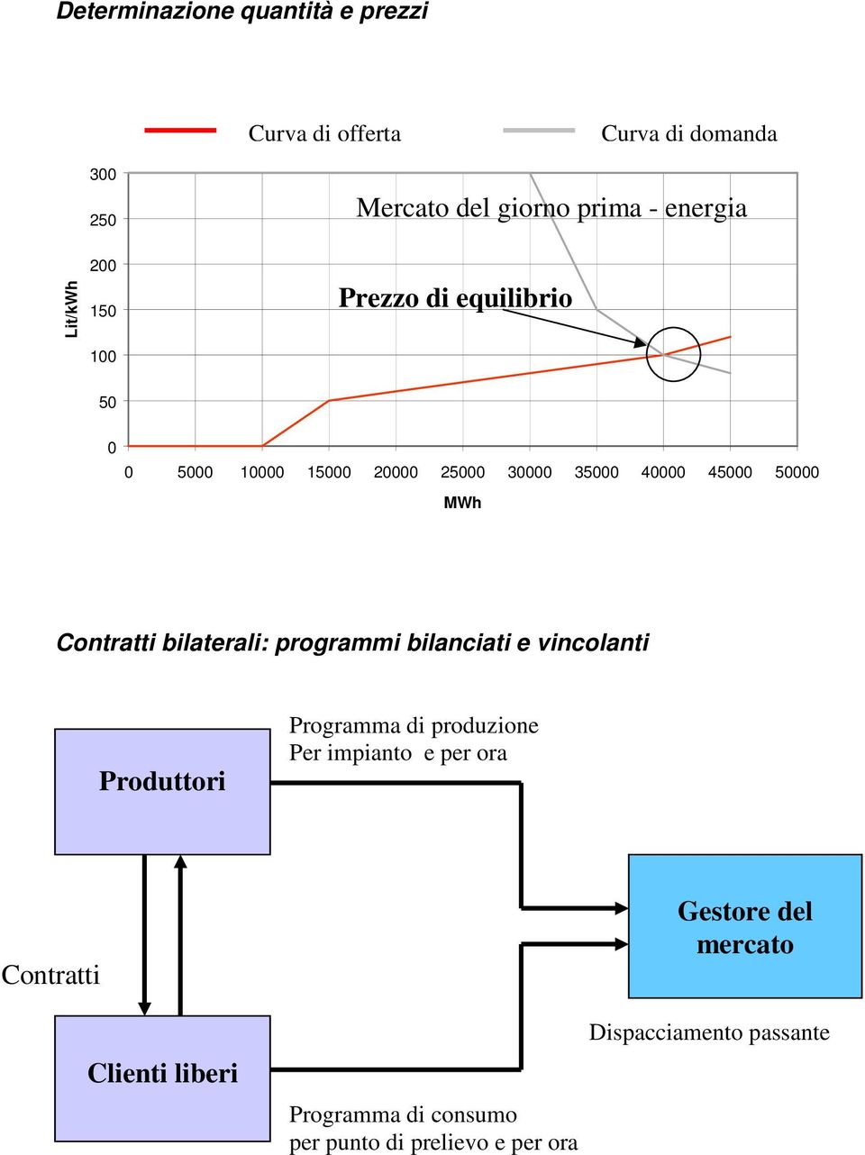 45000 50000 MWh Contratti bilaterali: programmi bilanciati e vincolanti Produttori Programma di produzione Per impianto e