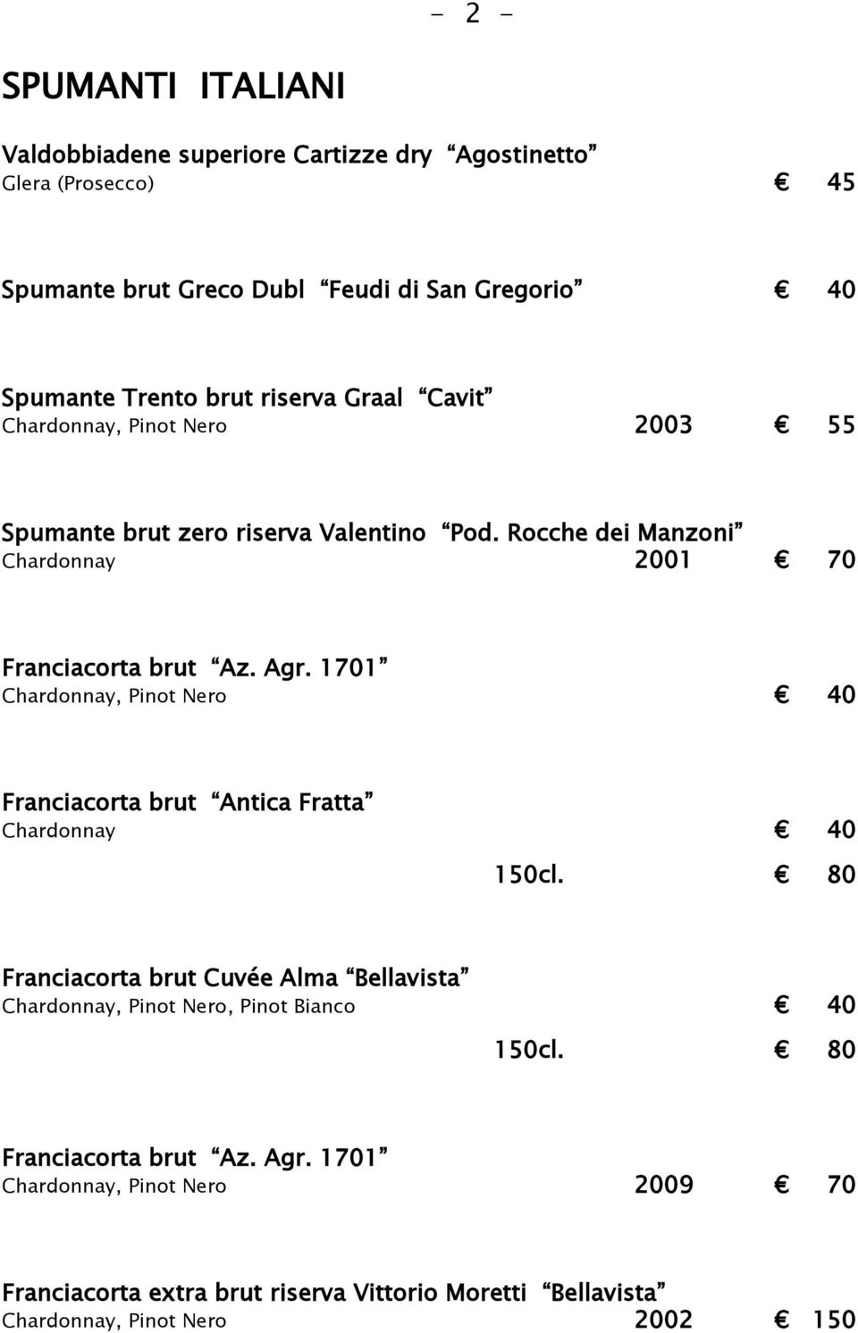 1701 Chardonnay, Pinot Nero 40 Franciacorta brut Antica Fratta Chardonnay 40 150cl.