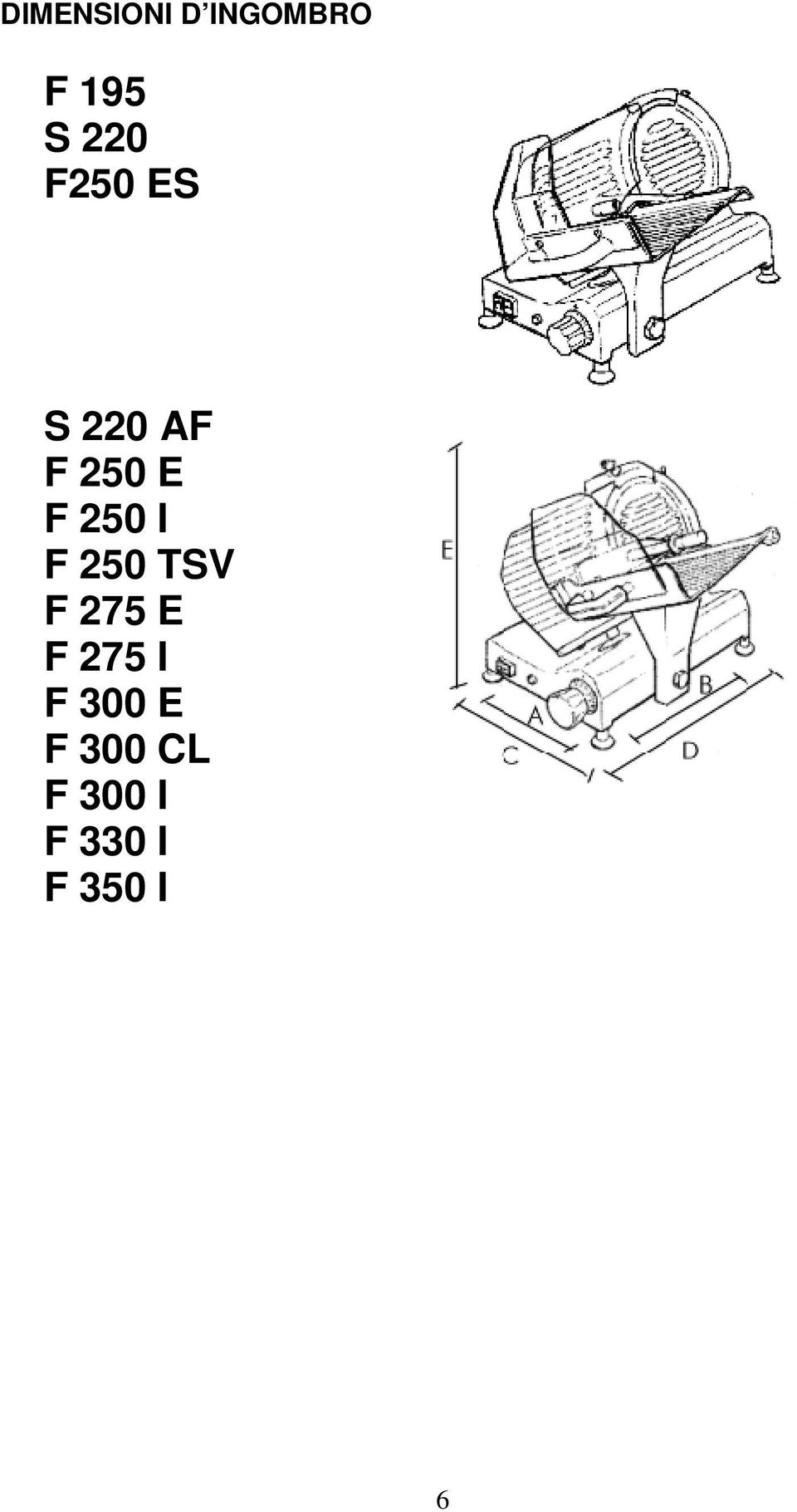 F 250 TSV F 275 E F 275 I F 300 E